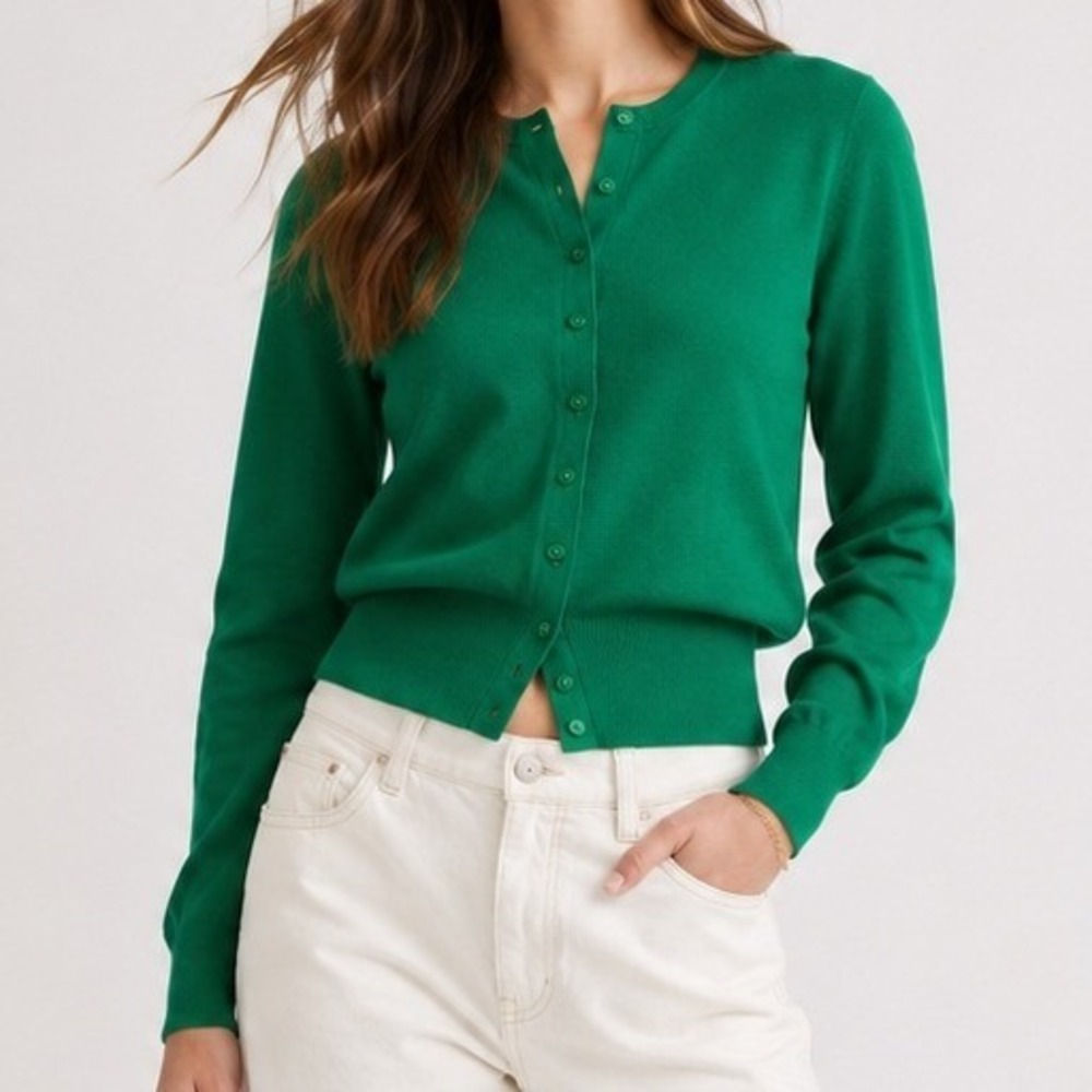 Madewell Cardigan Button Front 100% Cotton Trip Parakeet Green NZ487 Small NWT